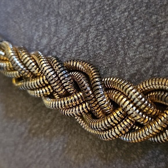 VTG 1990s Chunky Braided Rose Gold Chain Necklace - Picture 9 of 12